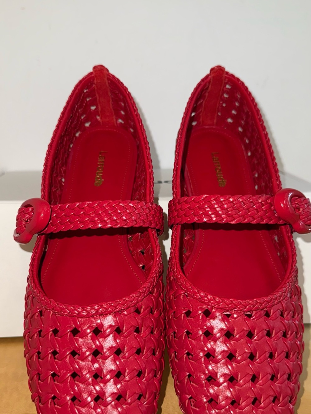 Larroudé Verona New Macrame In Scarlet Leather Size 8.5 US - Picture 2 of 12
